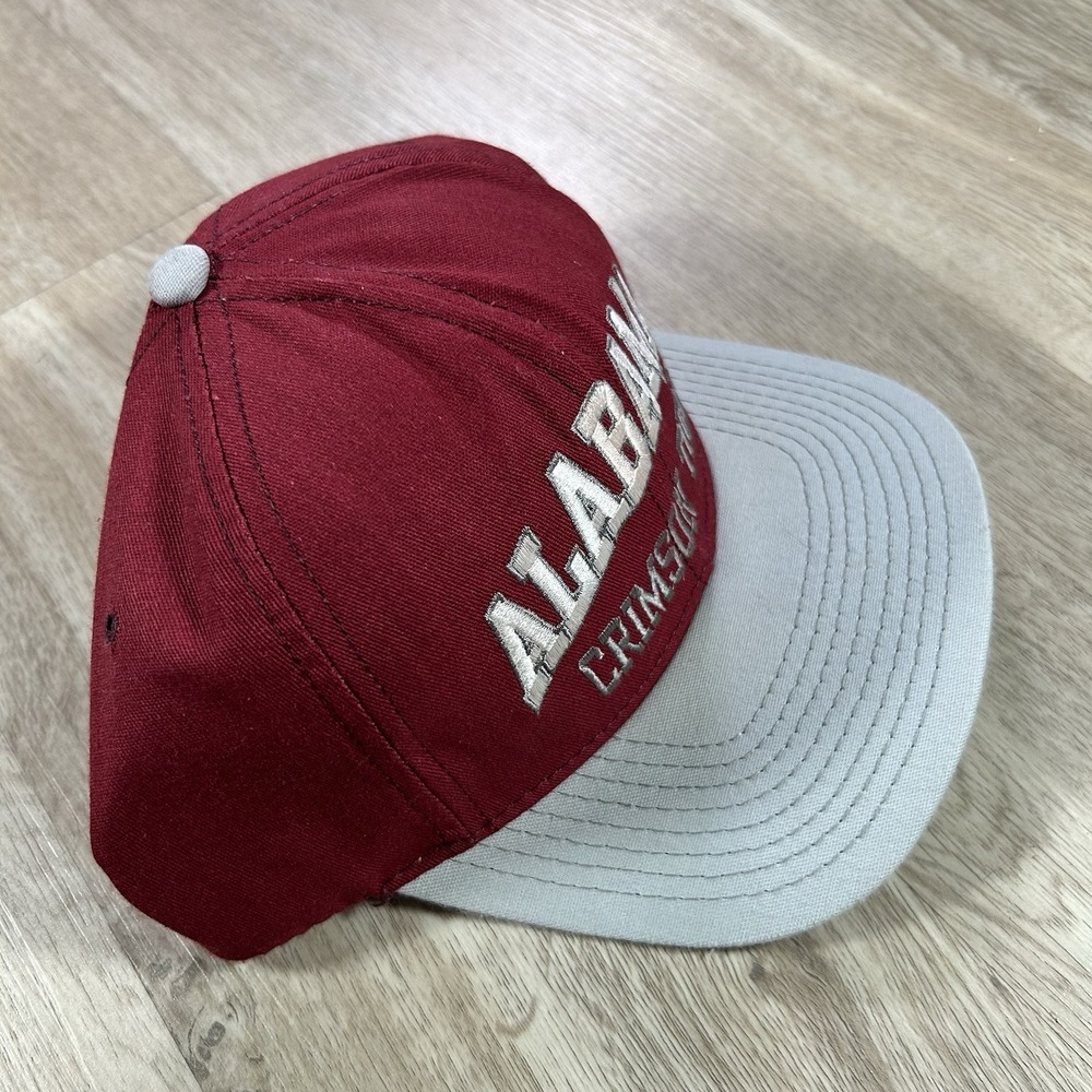 VTG Alabama Crimson Tide Arch Snapback Hat College Red Gray P Cap Made In USA - Picture 8 of 9